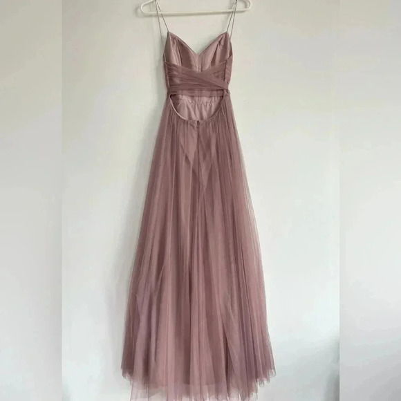 Waters BHLDN Tinsley Dress Rosey Mauve Tulle Sleeveless Bridesmaid Bow Size 0 - Picture 7 of 15